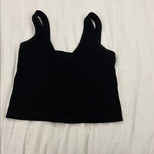 Free People Black Ribbed Crop Top